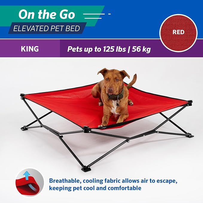 Coolaroo On-The-Go Elevated Dog Bed - Foldable Pop-Up Travel Dog Bed with Breathable, Moisture-Resistant Fabric, Carry Bag Included, Lightweight & Portable, Red, Extra Large - Image 6
