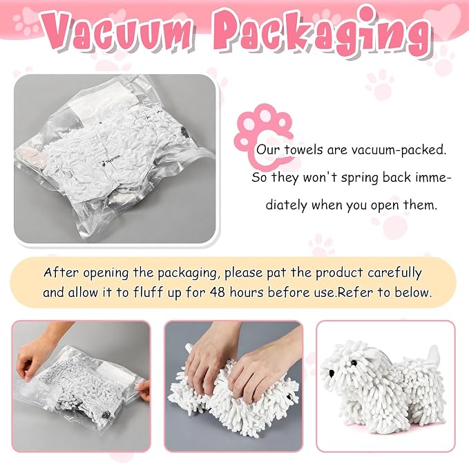Tegeme 1 Pcs Chenille Dog Hand Towel Fuzzy Towel Absorbent Microfiber Soft for Bathroom Kitchen Washstand (White,Standing Dog) - Image 3