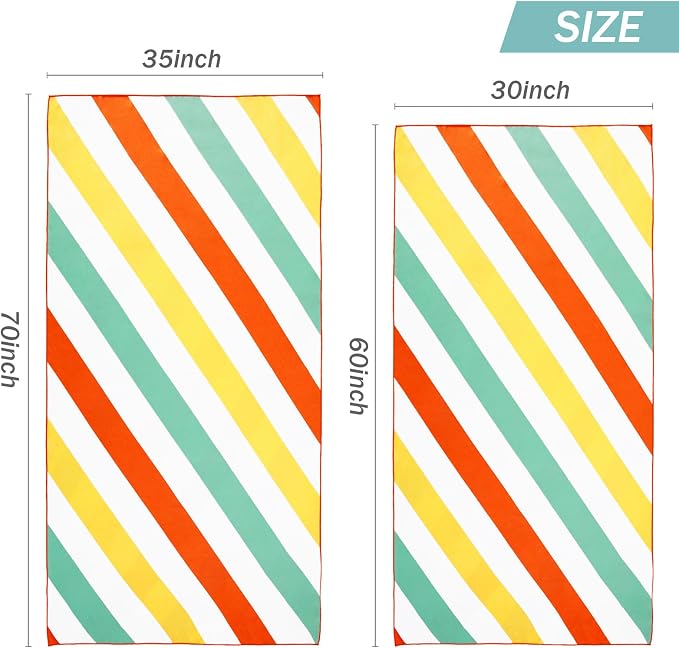 Whale Flotilla 2 Pack Large Quick Dry Beach Towel (30"x60"), Microfiber Sand-Free Beach Towel Set, Super Absorbent Compact Pool Travel Accessories, Red and Yellow - Image 4