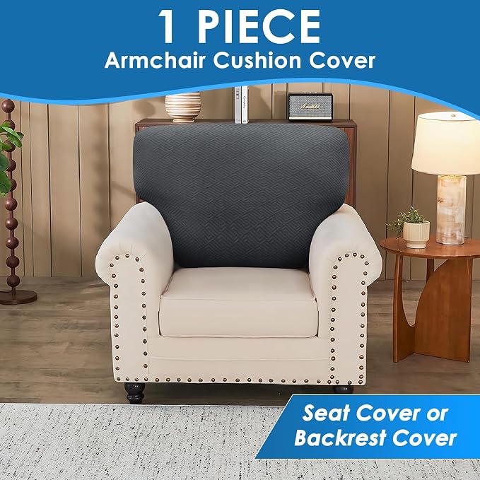 XINEAGE Large Couch Cushion Covers Seat Cushion Cover Thick Stretch Sofa Slipcovers 1 Piece Individual Couch Covers with Elastic Bottom(Single XL Seat Cushion/Backrest,Dark Grey) - Image 4