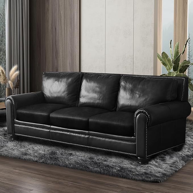 ANARACHON Leather Look Couch Cushion Covers Sofa Seat Slipcovers Sets Couches Furniture Protector for Sectional Armchair Loveseat Pets Kids Stretch Spandex Fabric (3 Cushion Sofa, Black) - Image 8