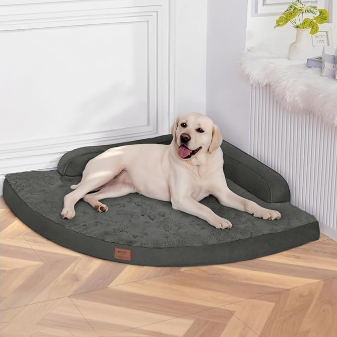 MEKIY Jumbo Orthopedic Waterproof Dog Bed with Sides for Extra Large Dogs | Egg Crate Foam, Waterproof Liner, Anti-Slip Bottom, Space-Saving, Perfect for Corners and Sofa Edges, 42 x 42 Inch by Mekiy