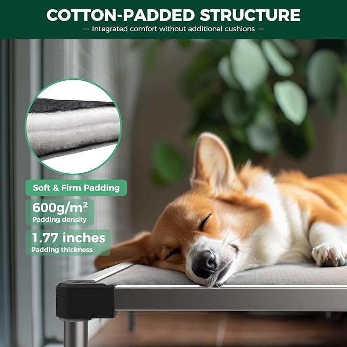 FXW TitanNest Chew-Proof Elevated Dog Bed, Raised Cot for Indoor/Outdoor/Camping Use, Durable & Washable Padded Pet Bed for Toy Dogs, 23.0" L x 17.0" W x 4.1" H, Black - Image 4