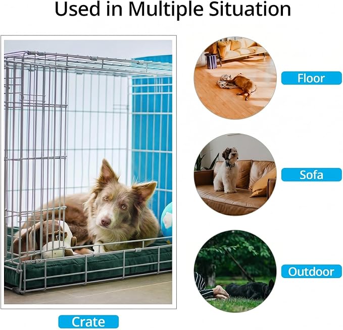 Dog Crate Pad Washable Dog Bed for Crate Large Cozy Mat 42-Inch Green | Ultra Soft Kennel Pad,Anti-Slip Bottom,Fits for Most Metal Crates,Comfortable Sleeping Pet Mat - Image 3