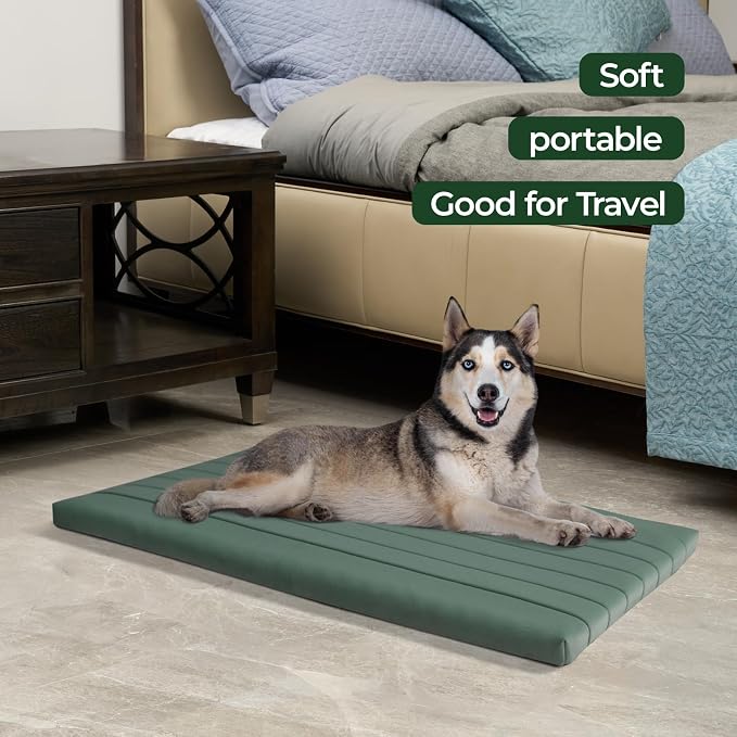 BALANCE Dog Crate Bed, Orthopedic Dog Bed Pad with Waterproof Liner, Washable Crate Foam Pet Mat for Large, Medium, Puppy Dogs Breeds, Mint Leaf, 42"x28"x2" - Image 4