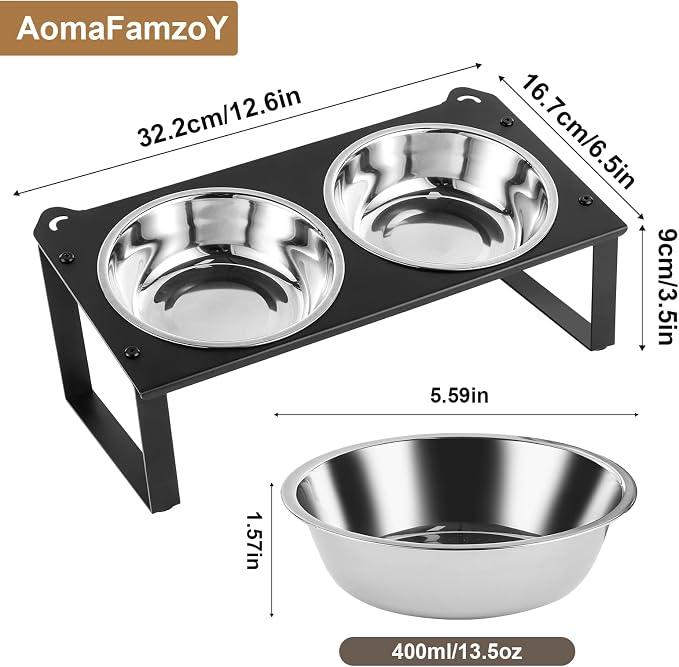 1 Set Elevated Cat Food Water Bowls, 4 Replacement Stainless Steel Bowls for Indoor Pet with Cute Metal Stand, 10° Tilted Anti-Vomiting Raised Wide Shallow Cat Dishes Whisker Friendly for Kitten,Puppy - Image 5