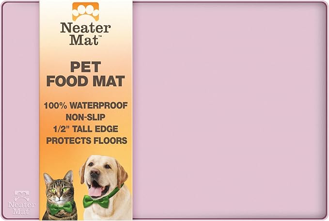 Neater Pet Brands Neater Mat Pet Mats for Food and Water, Cat & Dog Bowl Mat Waterproof Silicone, Feeding Tray, Dog Food Mats for Floors, Placemat w/Raised Edge for Under Bowls, 16” x 10”, Light Pink - Image 4