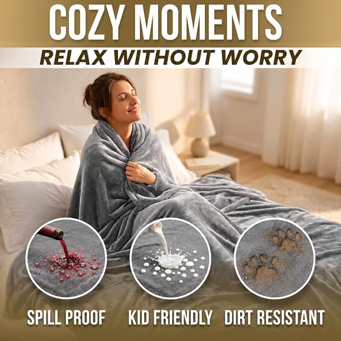 Waterproof Blanket Sherpa Fleece King Size 80” x 80” – Leakproof Blanket for Pets, Dogs & Cats, Bed & Couch Protector Throw, Soft No-Crinkle Washable Cover for Furniture Protection & Use - Image 6