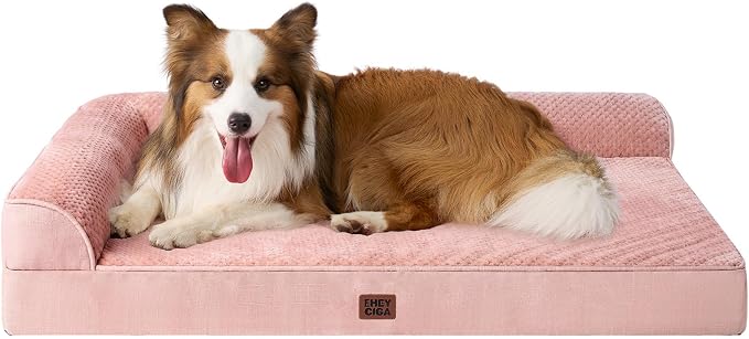 EHEYCIGA XL Dog Bed Memory Foam for Crate, Extra Large Dog Bed Orthopedic with Washable Removable Cover, Waterproof Pet Sofa Couch XLarge Size Dogs, 41x27x6.5, Pink by EHEYCIGA