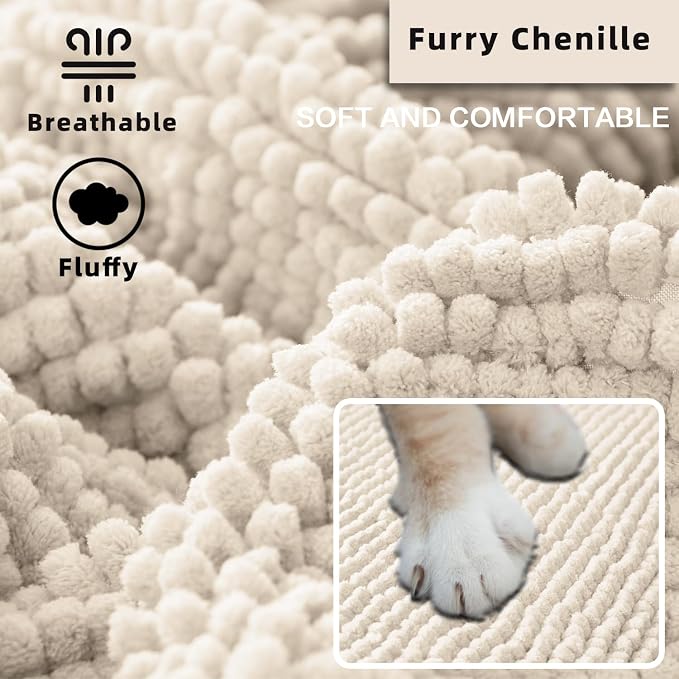 Flamingo P Chenille Dog Bed Cover Thick Large Couch Cover for Dogs Washable Pet Sofa Cover Protector Non-Slip Couch Covers for 3 Cushion Couch Furniture Cover Pet Friendly, 35" x82" Ivory - Image 3