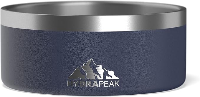 Hydrapeak Dog Bowl; Non Slip Stainless Steel; Water and Food Dish; Large Sized and Small Dogs; 32oz 64oz; Multiple Sizes; 4 Cup | Navy by HYDRAPEAK