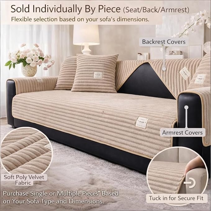 Couch Cover for Dogs, Washable Non Slip Sofa Cover for 3 Cushion Couch, Thick Soft Corduroy Couch Protector, Pet Friendly Furniture Slipcover for Cats Dogs, Sofa Cover for Living Room, Brown - Image 6