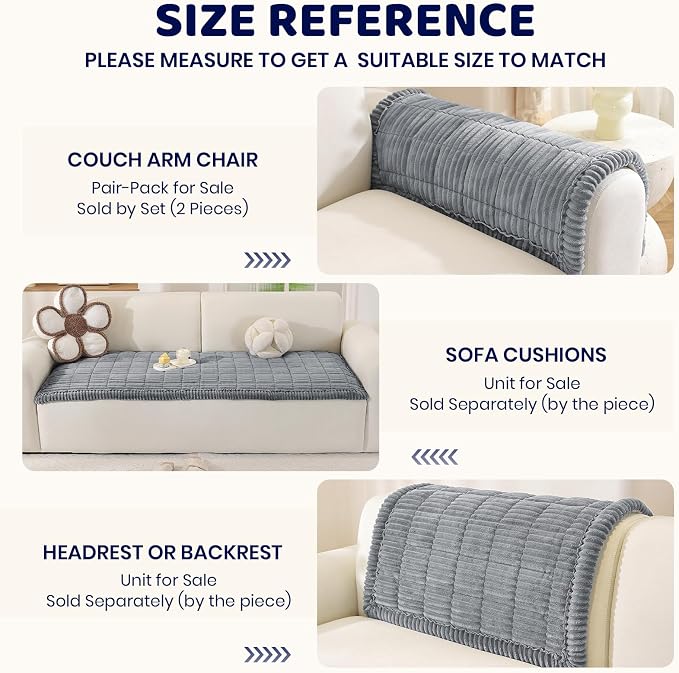 Royhom Couch Cover for Dogs Washable，Non Slip Sofa Protector for Pets | Durable & Easy Care, Soft Furniture Cover for Leather & Fabric Couches Against Claws, Spills & Fur, 27.6x70.9 Inch, Blue-grey - Image 7