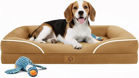 Homemate Dog Bed Medium Size Dog 28x23 inch with Orthopedic Foam Waterproof Outdoor Pet Cat Bed Sofa Supplies with Toy Dogs Crate Pad Couch with Removable Washable Cover & Non-Slip Botton Brown | Large Dogs Bed with Non-Slip Botton & Removable Washable... by Homemate