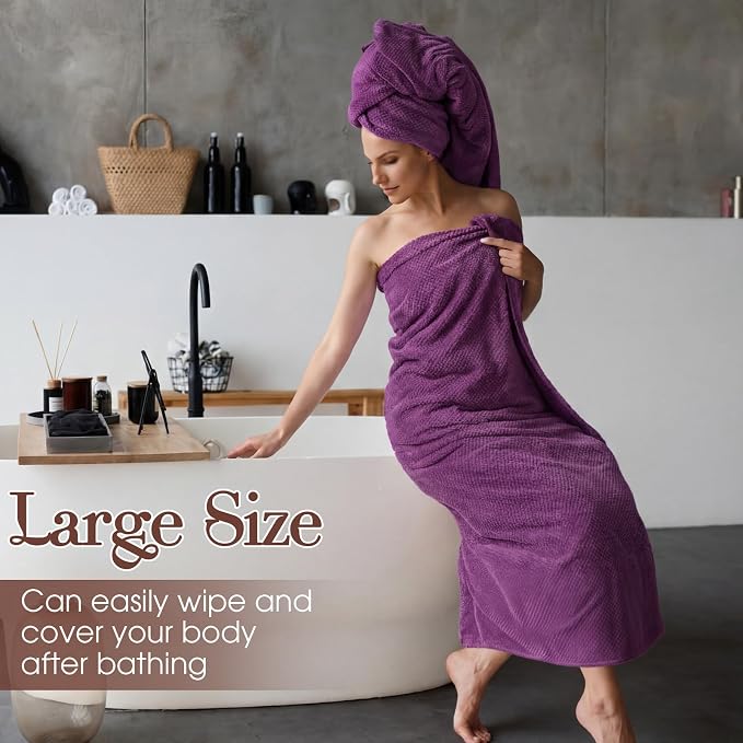 Newwiee 4 Pcs Oversized Bath Towel 40'' x 80'' Bath Sheet,Dark Colors | Fluffy Microfiber Quick Dry, Extra Large Bathroom Towel, Soft Absorbent Adult Shower Sheet, Fall Halloween Decor, Spa Beach - Image 5