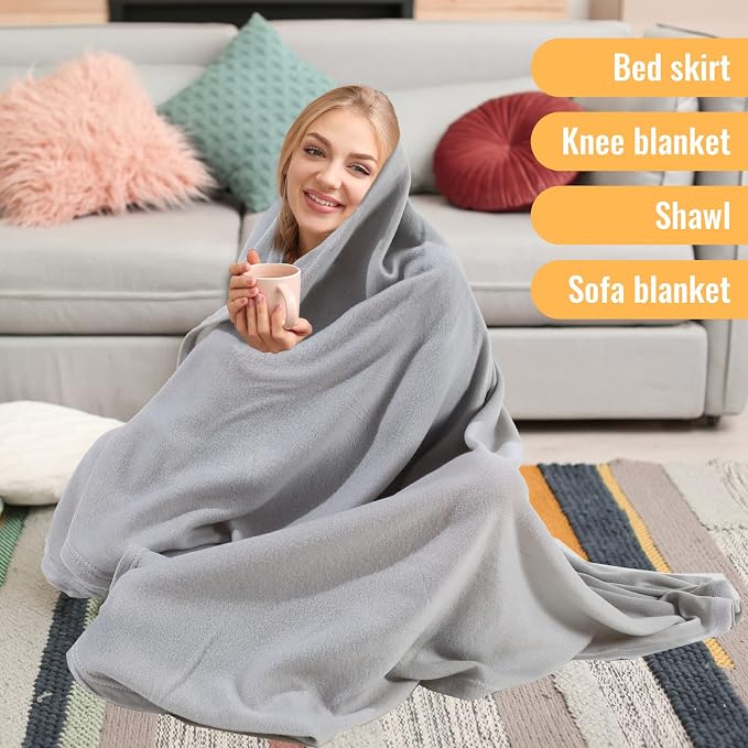 Macarrie 30 Pcs Fleece Blankets Bulk 50 x 60 Inch Soft Fleece Throw Blankets Warm Lightweight for Home Office Wedding Guest Gift Spring Outdoor Camping Travel Homeless Pet Lap Sofa Bed (Gray) - Image 5