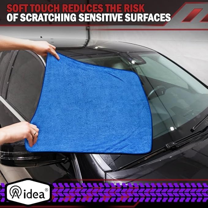 AIDEA Microfiber Towels for Cars-2PK, Large Professional Car Drying Towel, Scratch-Free & Absorbent Drying Towel for Cars, SUVs, RVs, Trucks, and Boats, 24inx 31in, Blue (Pack of 2) - Image 5