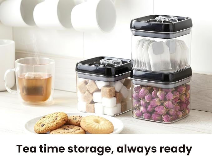 Felli Flip Tite Food Storage Container 5" LARGE Size Airtight Lid Lock Top, Stackable Kitchen Canister for Space Saving, Pantry Fridge Cupboard Organizer, Spice Seasoning Pet Treats Snack (1.1 qt) - Image 6