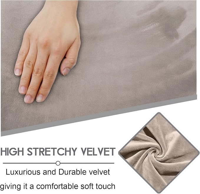 ULTICOR Velvet 8-Pieces Recliner Sofa Covers Stretch Reclining Couch Covers for 3 Cushion Reclining Sofa Slipcovers Furniture Covers Thick Soft Washable (3 Seater Recliner Cover, Taupe) - Image 3