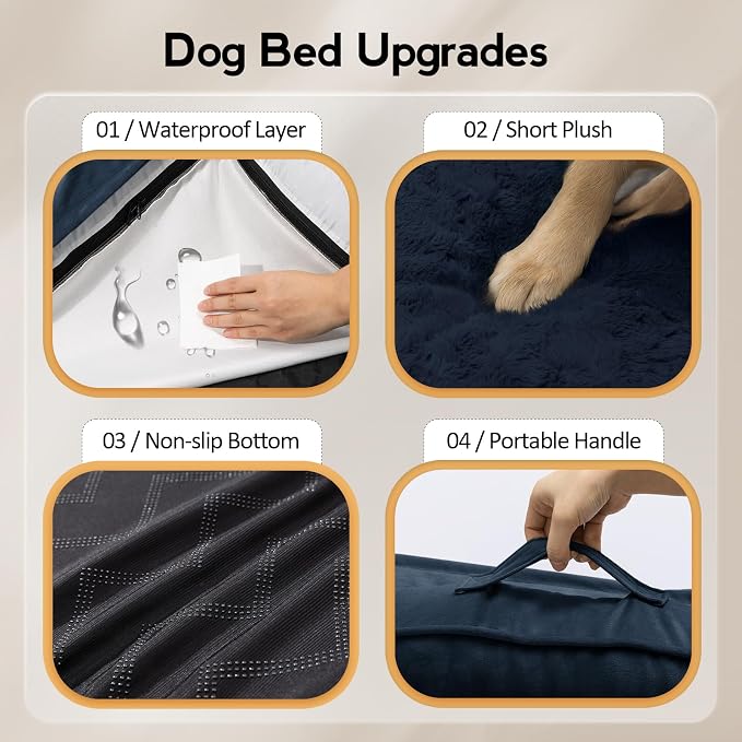 MEKIY Orthopedic Waterproof Dog Bed with Sides for Large Medium Dogs | Egg Crate Foam, Waterproof Liner, Anti-Slip Bottom, Space-Saving, Perfect for Corners and Sofa Edges, 35 x 35 Inch - Image 5