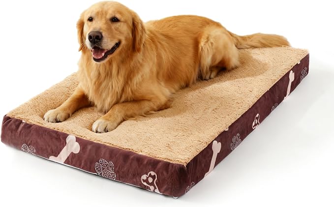 Orthopedic Pet Beds for Large Sized Dog 41x27 Inch Chocolate | Egg Crate Support, Waterproof Dog Bed, Machine Washable Removable Cover, Soft Sherpa Dog Crate Bed, Anti Slip Bottom by CAPTSNOOZE