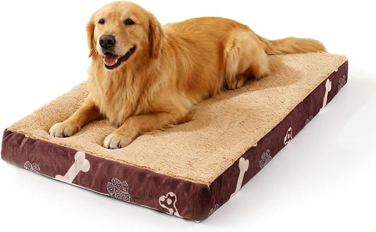 Orthopedic Dog Bed for Crate 35"x22" Sherpa Pet Bed, Chocolate | Egg Crate Support, Waterproof Dog Bed, Machine Washable Removable Cover, Soft Sherpa Dog Crate Bed, Anti Slip Bottom by CAPTSNOOZE