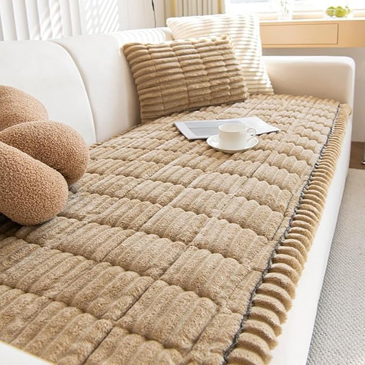 vctops Striped Couch Cover Super Soft Corduroy Sectional Sofa Cover Washable Non Slip Sofa Slipcover Furniture Protector for Kid Dog Pet,1 Piece (Coffee,31"x82") by vctops