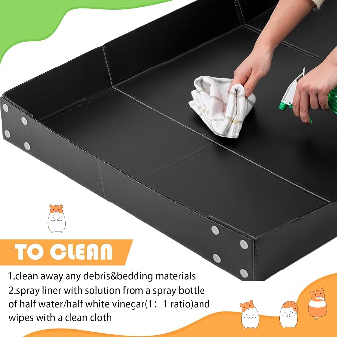Wenqik 2 Pcs Guinea Pig Cage Liner Corrugated Plastic Cage Liner Base 2 x 4 Panel Size Guinea Pig Cage Bottom for Small Animals Hedgehogs Rabbits Cages Tray, 55 x 27 Inch(Black) - Image 5