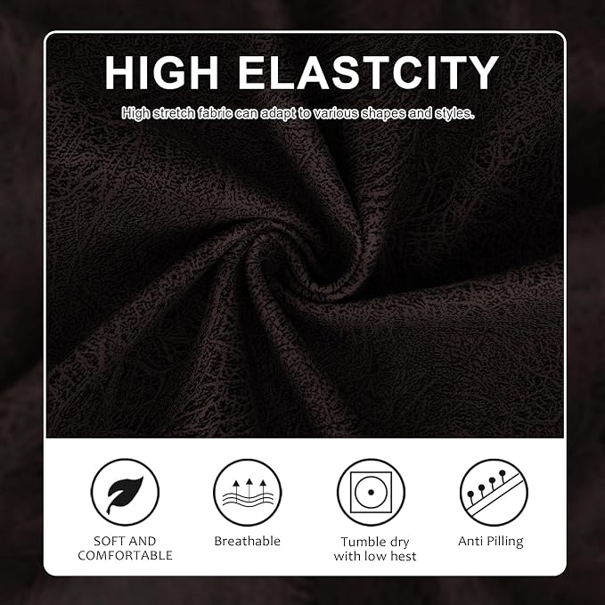 molasofa Leather Like Couch Cushion Covers Sofa Slipcovers Sets Couches Furniture Protector Covers for Sectional Armchair Loveseat Stretch Spandex Fabric, Machine Washable (3 Cushion Sofa, Chocolate) - Image 5