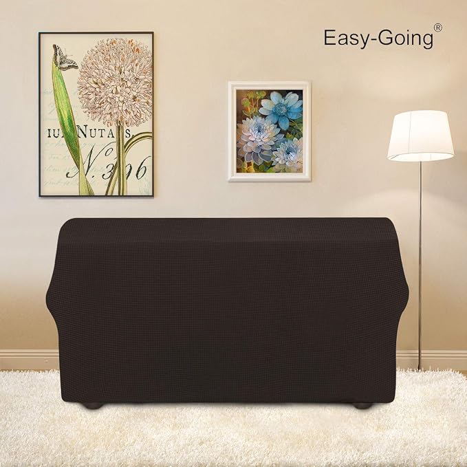 Easy-Going Stretch Loveseat Couch Covers Washable Chocolate | 1-Piece Loveseat Covers for 2 Cushion Couch Furniture Protector RV Sofa Slipcover Soft with Bottom for Kids Pets - Image 4