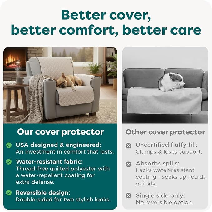 FurHaven Water-Resistant Sofa Cover for Dogs & Cats, Reversible Couch Protector with Secure Straps and Pinsonic Quilted Fabric, Machine Washable Couch Cover, Large Sofa, Gray Mist - Image 7