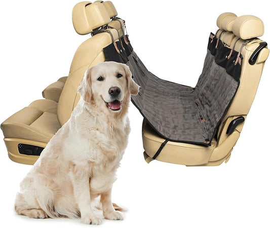 PetSafe Happy Ride Quilted Dog Car Seat Cover, Hammock, Black | Dog Hammock Seat Cover for Car, Scratch-Resistant Quilted, 4 Adjustable Headrest Straps, Nonslip Backing, Machine Washable by PetSafe