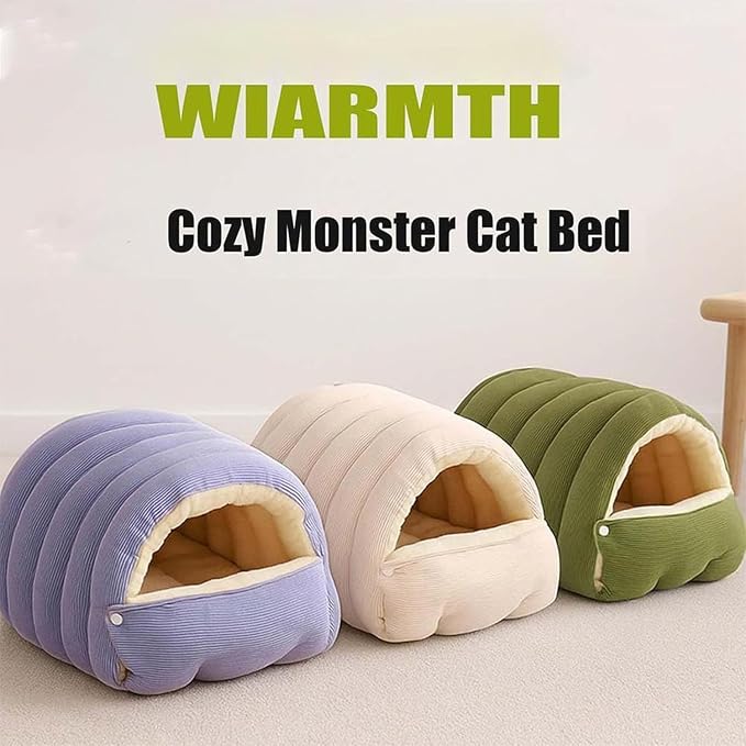 Removable and Washable Winter Closed-Off Cat Bed, Warm Cozy Comfort Pet Cave for Cats & Kittens, Machine-Washable Removable Cushion, Non-Slip Base - Image 7