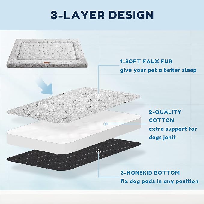 WESTERN HOME Dog Bed for Crate, High Resilience Foam Dog Crate Mat Kennel Pad with Soft Wavy Plush Comfortable Anti-Slip Washable Bed for Large Medium Small Dogs & Cats - Image 3