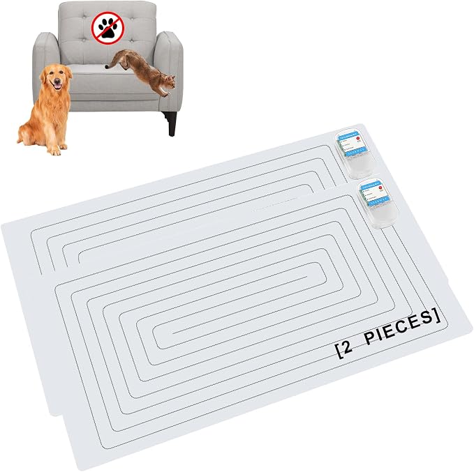 SEERWAY Scat Pet Shock Mat 2 Pieces, Shock Pads for Dogs and Cats Training Indoor, Electric Repellent Mat Keeps Pets Off Couch, Sofa, Countertop, 3 Modes, 2 Pieces Same Size, Battery Operated by SEERWAY