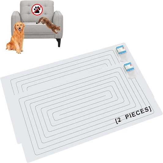SEERWAY Scat Pet Shock Mat 2 Pieces, Shock Pads for Dogs and Cats Training Indoor, Electric Repellent Mat Keeps Pets Off Couch, Sofa, Countertop, 3 Modes, 2 Pieces Same Size, Battery Operated by SEERWAY