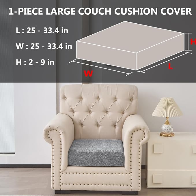 Genina Waterproof Couch Cushion Covers for Pets Washable Sofa Seat Covers | Non Slip,Stretch Jacquard Fabric,Pet Hair & Scratch Protection,Easy Installation,Furniture Protector,Sectional,1 Piece Large - Image 2