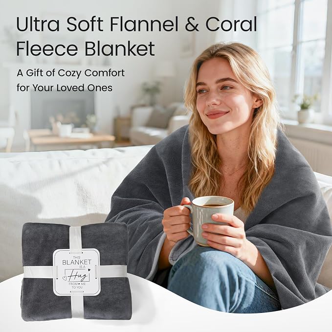 LOOBANI Waterproof Blanket for King Size Bed, Reversible Leakproof 85"x108" | Soft Flannel & Coral Fleece Bed Blanket, Water Resistant for Couch Sofa Cover, Movie Nights, Camping, Pet-Friendly, Grey - Image 8