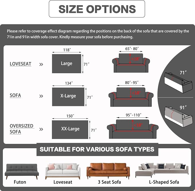 DREAMINGO Sofa Covers Washable Thick Chenille Couch Cover for 3 Cushion Couch Sofa Multi-Use Couch Cover Blanket Modern Pet Furniture Protector Sectional Couch Slipcover 71"x150", Dark Grey - Image 2