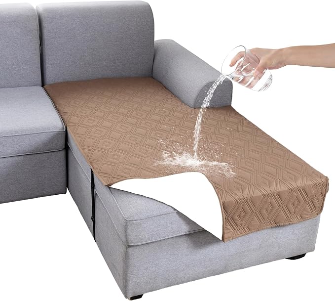 Genina 100% Waterproof Sectional Couch Covers for L Shaped Chaise Lounge Right, Anti-Slip Sectional Cover Furniture Protector Couch Cover for Dogs Pets, 1 Piece (Camel, Right Chaise Cover) by Genina