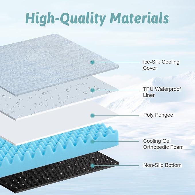 COZY KISS Cooling Orthopedic Dog Bed, Q-Max >0.5 Waterproof Egg Crate Foam Pet Bed with Removable Washable Cover, Non-Slip Dog Crate Bed 29x18x3 Inch,Light Blue - Image 6