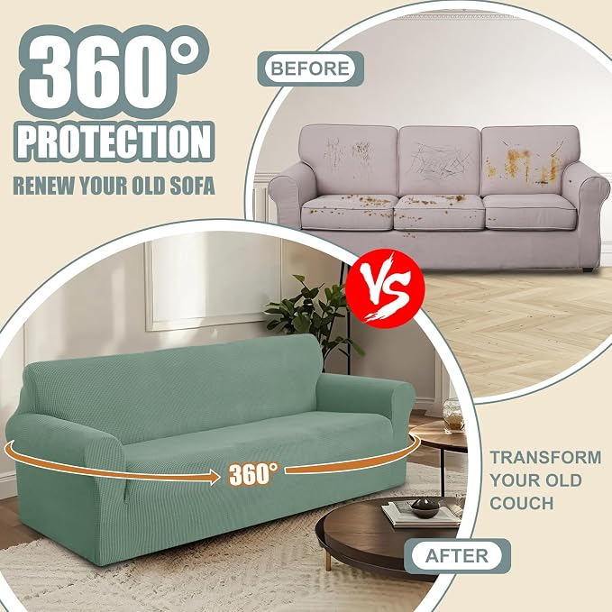 Stretch loveseat Covers Washable Sofa Slipcover, Olive Green | 1 Piece Couch Covers for Sofa Furniture Protector with Non Skid Foam and Elastic Bottom for Kids, Dogs - Image 4