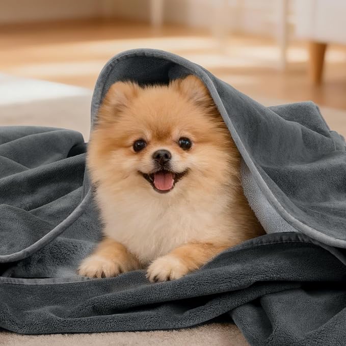 LOOBANI Waterproof Dog Blanket for Couch, Soft Couch Cover 50" x 60", Grey | Pet Blanket for Medium Large Dogs, Double Side Liquid-Proof, Reversible Flannel, Ideal for Sofa, Travel, Pet Hair Resistant - Image 7
