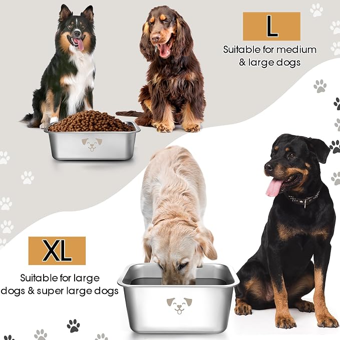 Sweetude 4 Pcs Stainless Steel Dog Bowls Bulk High Capacity Metal Dogs Food and Water Bowls for Large Dogs Pets(Silver,2.64 Gallon) - Image 4