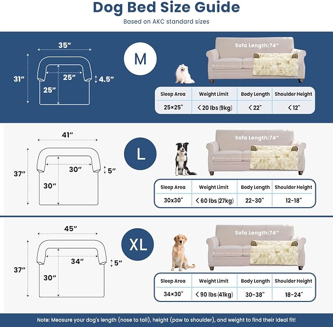 Calming Dog Couch Bed for Medium Dogs/Cats, 35 x 31 inch Waterproof Removable Dog Mat Couch Cover for Furniture Protector, Non-Slip Fluffy blunique Pet Bed for Couch, Sofa - Tie-Dye Khaki - Image 5