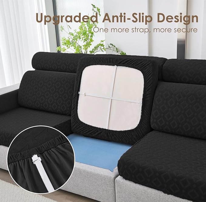 Genina Waterproof Couch Cushion Covers for Pets Washable Sofa Seat Covers | Non Slip,Stretch Jacquard Fabric,Pet Hair & Scratch Protection,Easy Installation,Furniture Protector,Sectional Sofa,1 Piece - Image 6