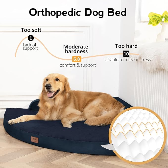 MEKIY Orthopedic Waterproof Dog Bed with Sides for Large Medium Dogs | Egg Crate Foam, Waterproof Liner, Anti-Slip Bottom, Space-Saving, Perfect for Corners and Sofa Edges, 35 x 35 Inch - Image 2
