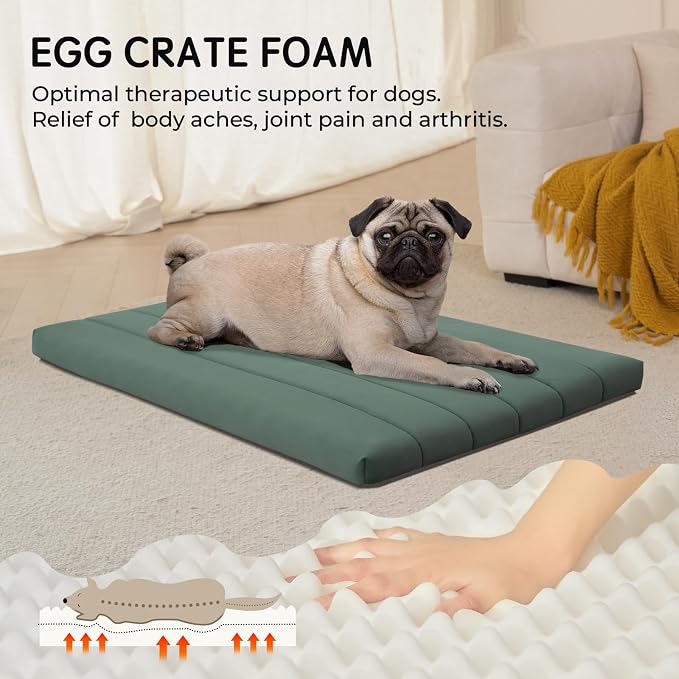 BALANCE Dog Crate Bed, Orthopedic Dog Bed Pad with Waterproof Liner, Washable Crate Foam Pet Mat for Large, Medium, Puppy Dogs Breeds, Mint Leaf, 30"x19"x1.6" - Image 2