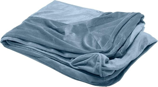 Furhaven Replacement Dog Bed Cover Faux Fur & Velvet Sofa-Style, Machine Washable - Harbor Blue, Medium by FurHaven