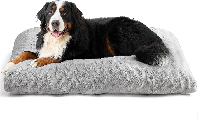 EHEYCIGA XXL Washable Dog Bed for Crate 47x29 Inch, Kennel Pad for Extra Large Dogs Up to 100 lbs, Plush and Comfy Pet Sleeping Mat, Grey by EHEYCIGA